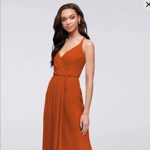 David’s Bridal Double-Strap Long Georgette Wrap Bridesmaid Dress - Size 4